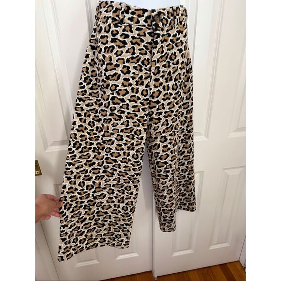Maeve/ Anthropologie The Ettie High-Rise Crop Wide-Leg Leopard print Pants - Picture 7 of 10